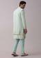 Pista Green Lucknowi Embroidered Sherwani Kurta Set In Silk