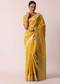Mustard Yellow Banarasi Silk Saree With Zari Floral Motifs And Unstitched Blouse Piece