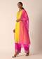Yellow Embroidered Kurta Set With Organza Dupatta And Gota Patti Work