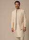 Peach Embroidered Jacket Set In Jacquard