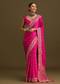 Rani Pink Zardosi Embroidered Saree With Unstitched Blouse