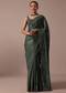 Moss Green Tussar Saree With Unstitched Blouse