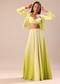 Yellow Ombre Organza Blouse And Palazzo With Jacket