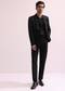 Black Hand Embellished Organza Lapel Tuxedo With Shirt And Pants