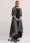 Black Embroidered Chanderi Anarkali Set