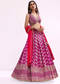 Purple And Pink Embroidered Silk Lehenga Choli Set