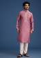 Onion Pink Thread Hand Embroidered Kurta Set