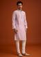 Lavender Silk Poly Viscose Kurta Set With Thread Embroidery