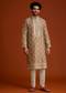 Beige Zari Embroidered Kurta Pajama Set
