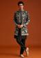 Black Embroidered Indo Western Sherwani Set