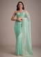Aqua Blue Glass Tissue Embroidered Saree With Cutdana Work