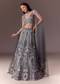 Grey Shimmer Net Lehenga Set With Cape Style Dupatta