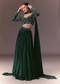 Green Ruched Frill Lehenga Set With Choker Dupatta