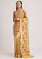 Beige Khaddi Georgette Jaal Work Saree With Animal Bird Motifs