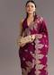 Wine Dola Silk Woven Motif Saree With Scallop Border