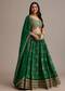 Green Bandhani Lehenga Set With Zari Butti And Sequins Work