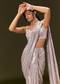 Silver Sequin Stone Embroidered Readymade Saree With Ruched Blouse