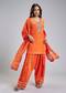Orange Crepe Kurta Set With Intricate Zardosi Embroidery