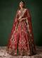 Red Silk Bridal Lehenga With Cutdana Embroidery