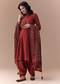 Maroon Linen Kurta Set with Handblock Ajrakh Dupatta
