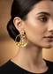 Gold Finish Earrings In Hoop Style With Kundan And Pink Stone Detailing