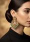 Gold Finish Earrings In Chandbali Style With Multi Colored Kundan And Stone And Pearl Detailing