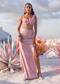 Pink Embellished Drape Saree Set