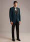 Teal Blue Tuxedo For Men With Cutdana Embroidery
