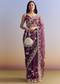 Violet Organza Saree With All Over Embroidered Floral Jaal