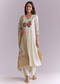 White Silk Anarkali Suit With Rose Motif And Thread Work
