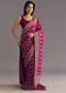 Wine Dola Silk Saree With Zari Jaal And Border Work