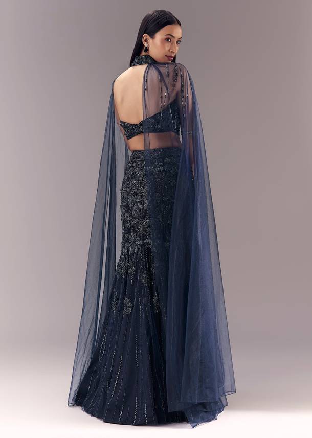 Blue Sequin Embellished Lehenga Set