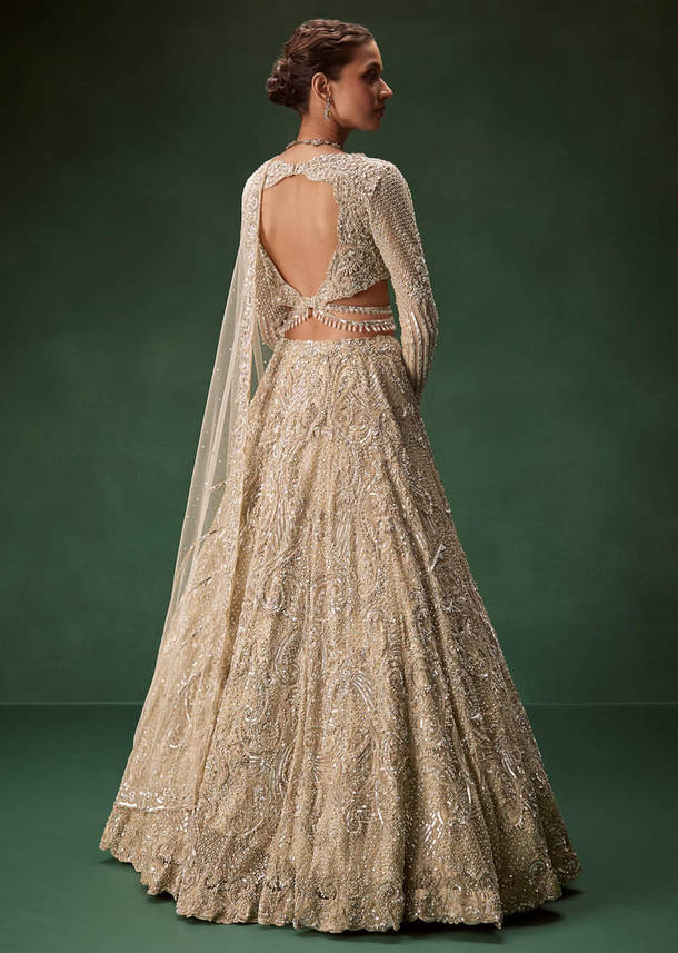 Gold Bridal Lehenga With Heavy Zari And Sequin Detailing
