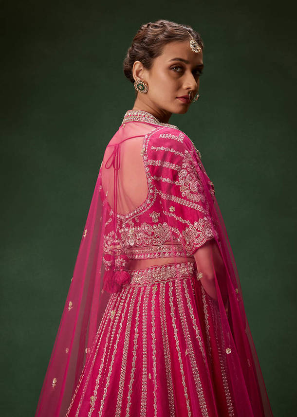 Red Bridal Lehenga Set With Heavy Zari Embroidery And Dual Dupattas