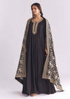 Black Georgette Anarkali Suit With Thread And Sequins Work