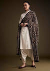 Off White Khadi Dhoti Suit With Black Hand Dyed Ajrakh Dupatta