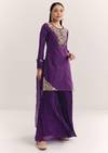 Purple Organza Embroidered Kurta Set With Dupatta