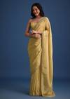 Gold Tissue Saree With Cutdana Embellished Border