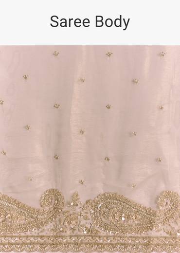 Beige Crush Tissue Saree With Multitech Embroidery