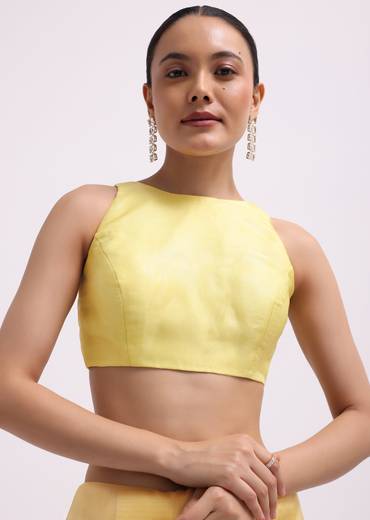 Yellow Embroidered Tissue Saree With Unstitched Blouse