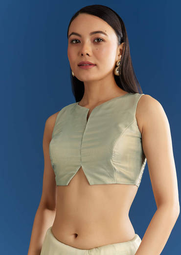 Aqua Organza Tissue Saree With Cutdana Border