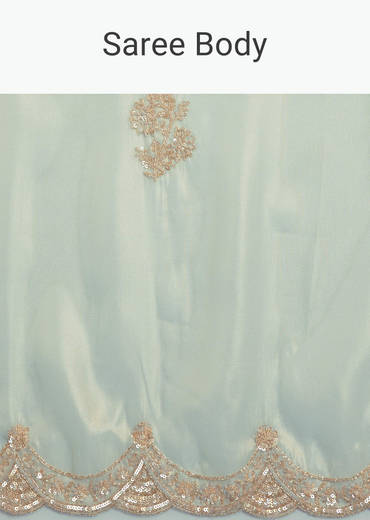 Aqua Organza Tissue Saree With Cutdana Border