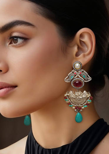 Aqua Blue Fusion Oversized Drop Danglers