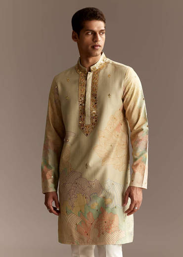 Beige Mirror Kurta Set