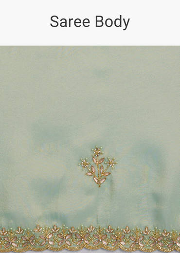 Mint Green Organza Tissue Saree With Subtle Embroidery