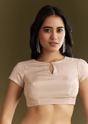 Beige Tissue Embroidered Saree With Cutdana Stones And Sequins