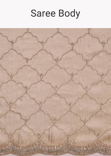 Beige Tissue Embroidered Saree With Cutdana Stones And Sequins