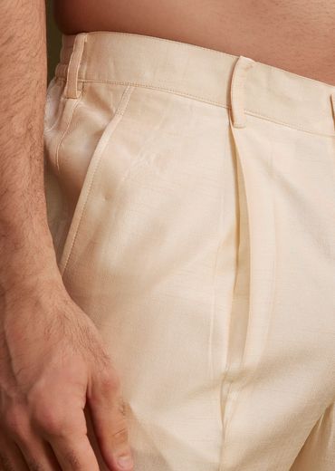 Beige Jacquard Nehru Jacket Set