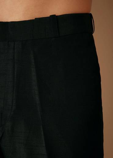 Black Banarasi Silk Indowestern Bandi Set