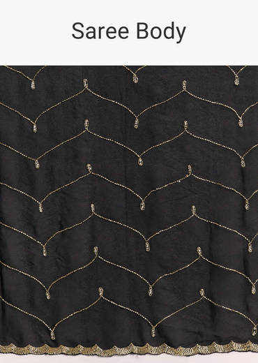 Black Embroidered Chinon Saree With Cut Dana Work